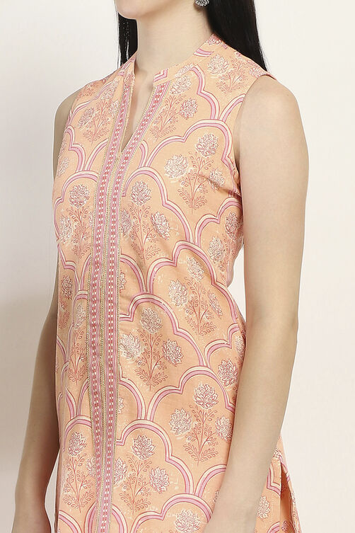 Peach Cotton Blend Straight SET image number 1
