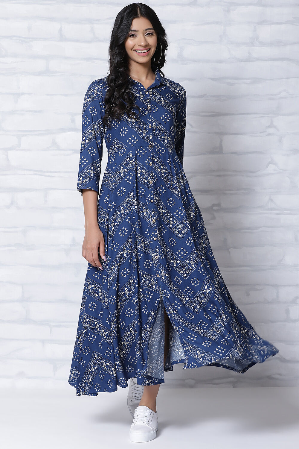 Buy Blue LIVA Kalidar Dress 1N for INR1199.40 Rangriti