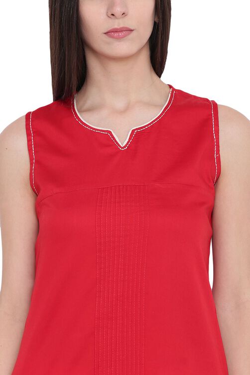 Red Cotton Straight Kurta image number 1
