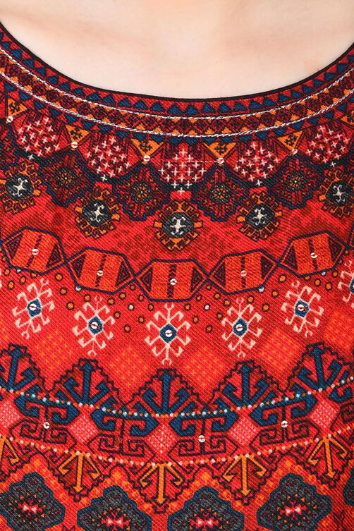 Red Straight Viscose Kurta image number 1