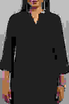Black Solid Straight Kurta image number 1