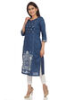 Indigo Straight Cotton Kurta image number 3