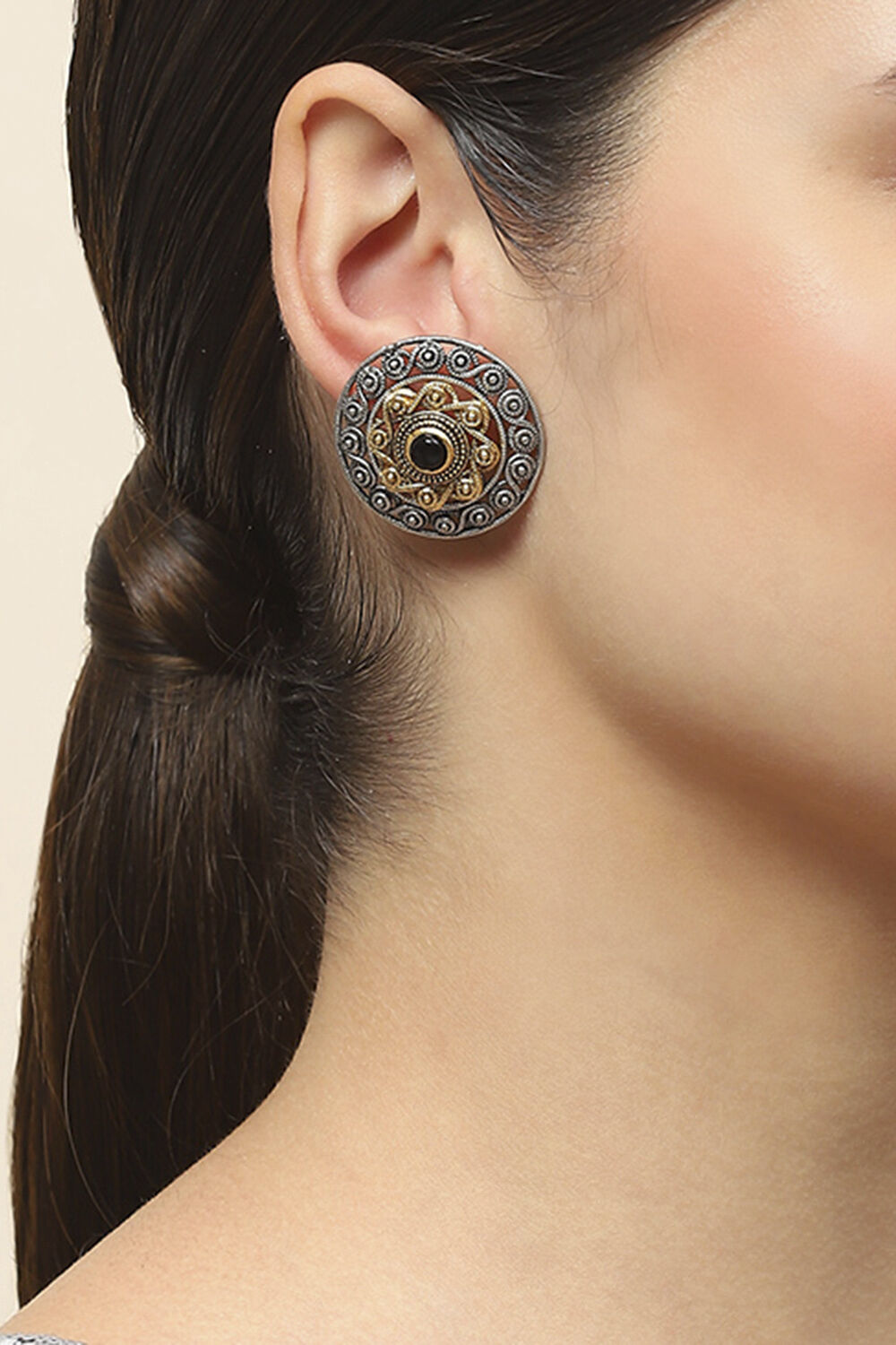 Oxid Gold Oxidised Alloy Earrings image number 1