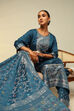Petrol Blue Acrylic Straight Yarn Dyed Kurta Palazzo Suit Set image number 0
