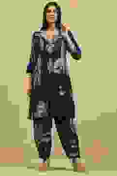 Indigo Blue Viscose Blend Printed Kalidar Kurta Pants Set image number 6