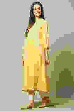 Yellow Rayon Slub Straight Dress image number 2