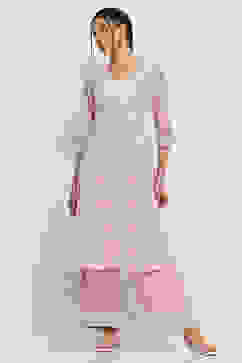 Lavender Printed Straight Kurta image number 6