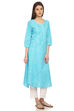 Blue Kalidar Cotton Kurta image number 3