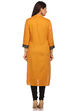 Mustard Straight Cotton Kurta image number 3