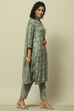 Olive Green Viscose Blend Straight Suit Set image number 6