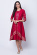 Maroon Polyester Dupioni Straight Dress image number 0