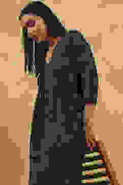 Blue Viscose Blend Printed Front Open Kurta Palazzo Set image number 7