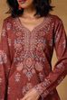 Red Polyester Straight Printed Suit Set image number 1