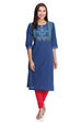 Dark Blue Straight Cotton Kurta image number 0