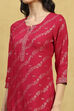 Pink Viscose Rayon Printed Straight Kurta image number 1