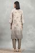 Blue Viscose Blend Printed A-Line Kurta Pants Set image number 4