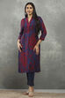 Blue Viscose Rayon Printed Straight Kurta