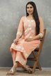 Peach Cotton Straight Kurta Pants Set image number 0