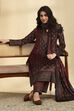 Maroon Polyester Printed Straight Suit Set image number 0