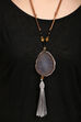 Beige Agate With Tassel Necklace