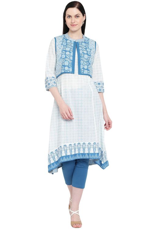White Cambric A-Line Kurta image number 0