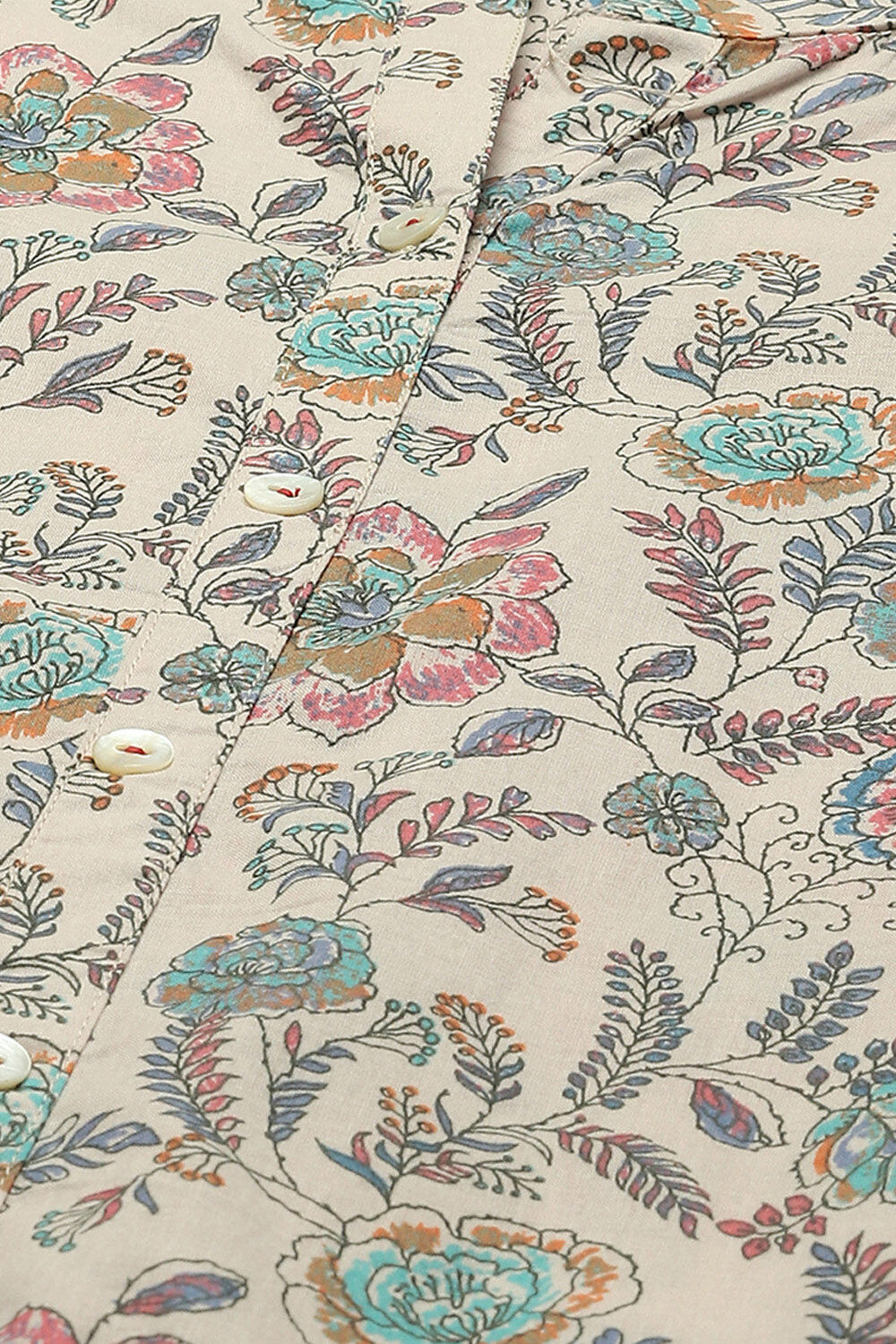 Light Pink Cambric Floral Printed Straight Kurti image number 1