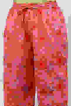 Pink Cotton Lurex A-Line Printed Kurta Salwar Suit Set image number 2