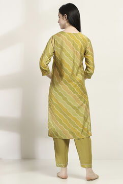 Olive Viscose Blend Straight Set image number 4