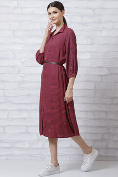 Maroon LIVA Straight Dress image number 2