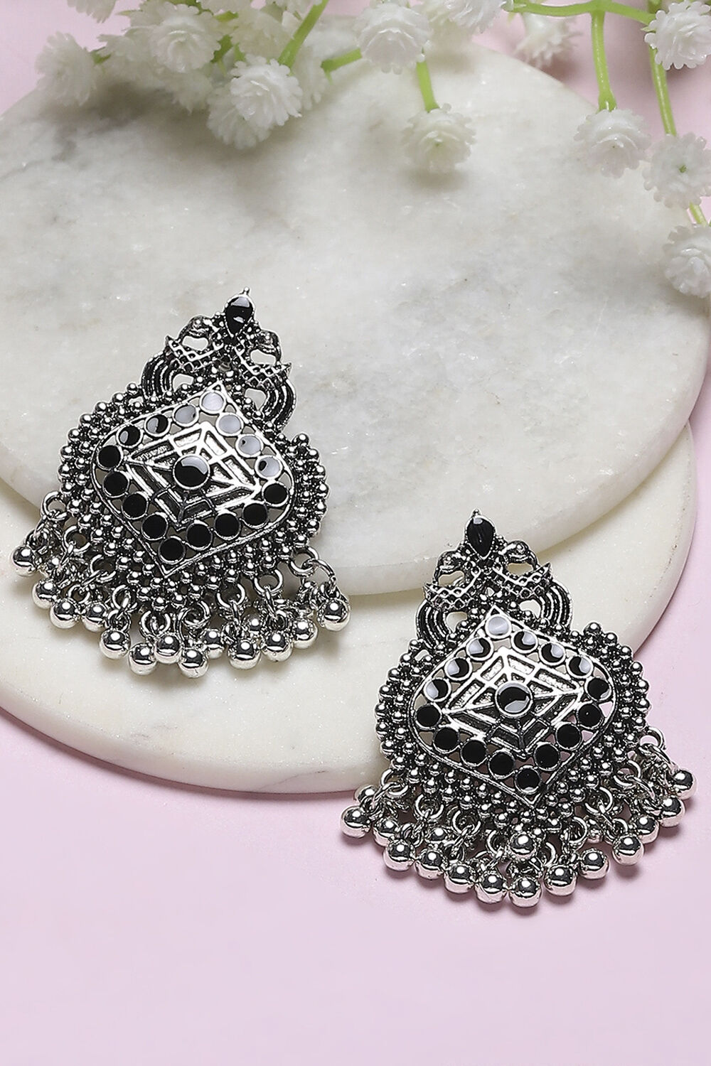 Yellow-Black Oxidize Alloy Danglers image number 0