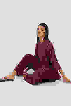 Red Cotton Blend Straight Kurta Set image number 7