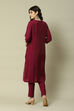 Purple Cotton Straight Printed Kurta Palazzo Suit Set image number 4