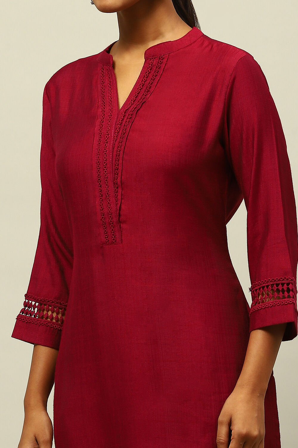 Pink Solid Straight Kurta image number 1