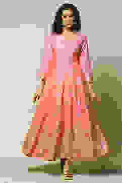 Pink LIVA Asymmetric Printed Dress image number 5