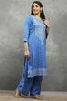 Blue Viscose Straight Kurta Pants Set image number 5