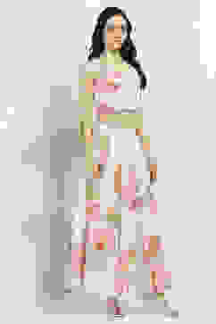 Off White Viscose Blend Skirt Set image number 7