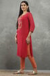 Pink Viscose Flared Kurta Pants Set image number 3