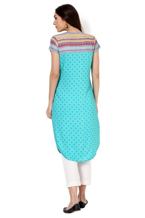 Blue Straight Viscose Rayon Kurta image number 5
