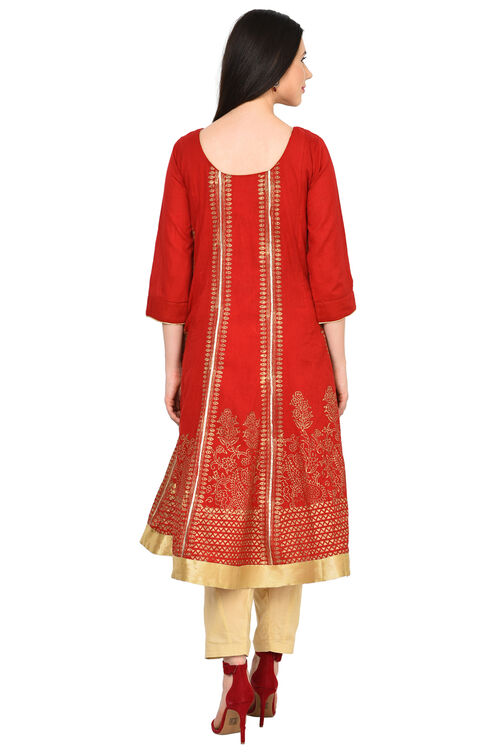Maroon Kalidar Viscose Kurta image number 4