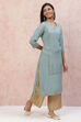 Grey LIVA Straight Kurta image number 3