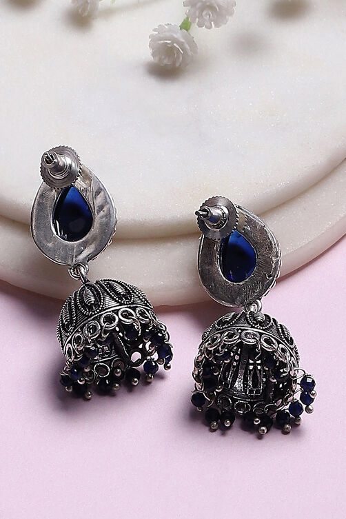 Navy Brass Jhumka image number 2