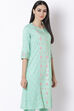 Mint Green Viscose A-Line Kurta image number 4