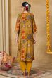 Yellow Viscose Blend Straight Printed Suit Set image number 6