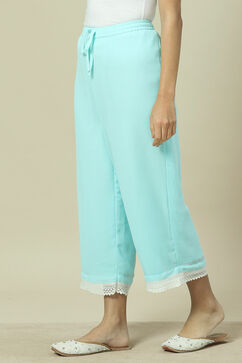 Sky Blue Cotton Blend Palazzo image number 3