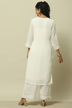 White Poly Georgette Straight Kurta image number 3
