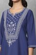 Indigo Cotton Straight Kurta image number 1