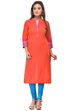 Pink Straight Cotton Kurta image number 0