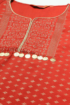 Rust LIVA Straight Kurta image number 1