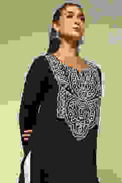 Black Acrylic Straight Kurta image number 1