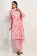 Pink Cotton Straight Set image number 0